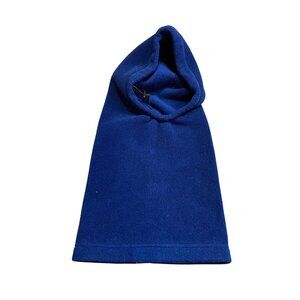 Blue Fleece Hood Balaclava Neck Gaiter Cozy Minimal Outdoor Cold Weather